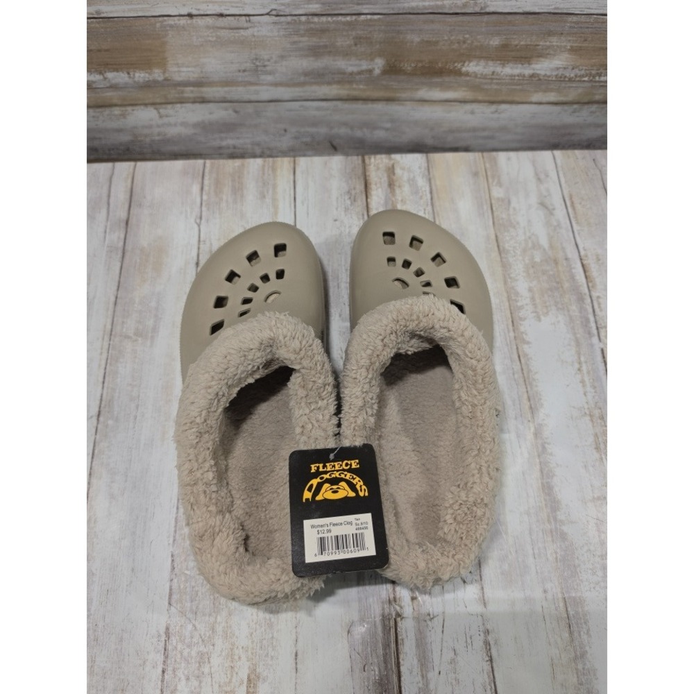 Fleece Doggers Womens Fleece Clog Tan Lightweight Arch Support Mules Sz 9/10 NEW